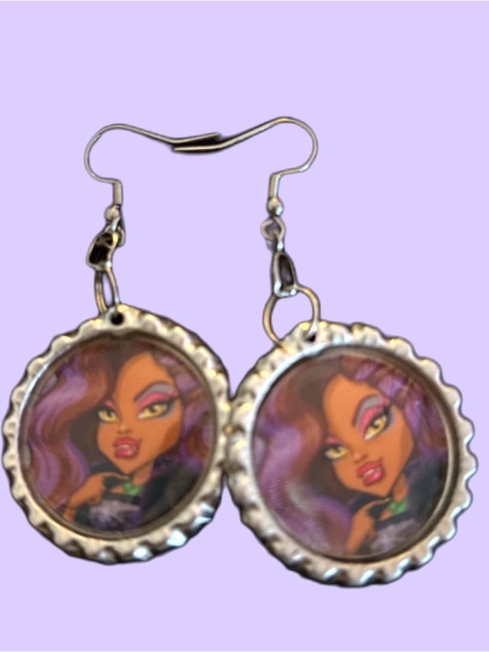 Monster High Clawdeen Wolf Bottle Cap Earrings